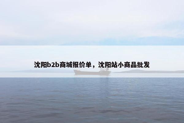 沈阳b2b商城报价单，沈阳站小商品批发
