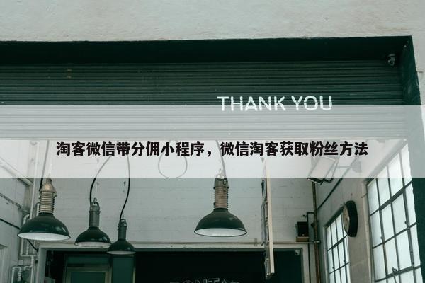 淘客微信带分佣小程序，微信淘客获取粉丝方法