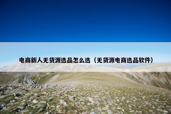 电商新人无货源选品怎么选（无货源电商选品软件）