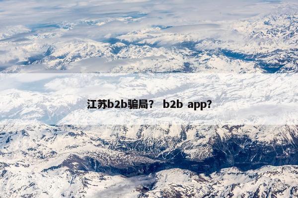 江苏b2b骗局？ b2b app？