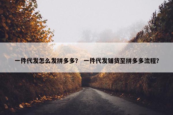 一件代发怎么发拼多多？ 一件代发铺货至拼多多流程？