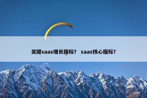 关键saas增长指标？ saas核心指标？