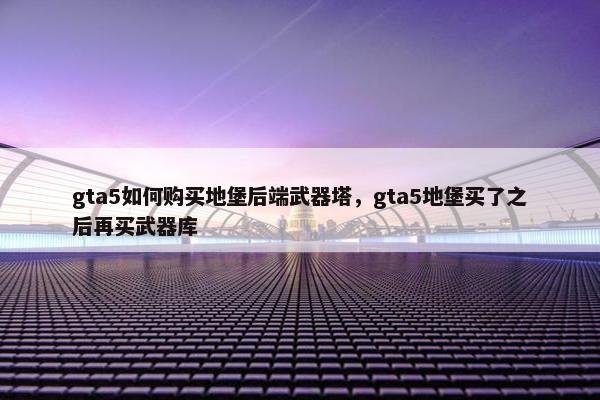 gta5如何购买地堡后端武器塔，gta5地堡买了之后再买武器库