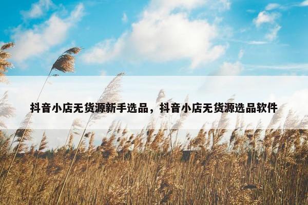 抖音小店无货源新手选品，抖音小店无货源选品软件