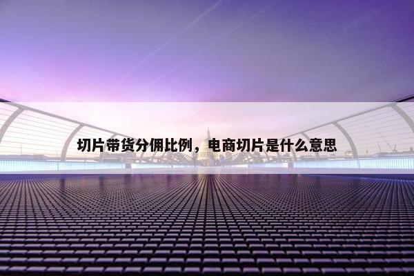 切片带货分佣比例，电商切片是什么意思