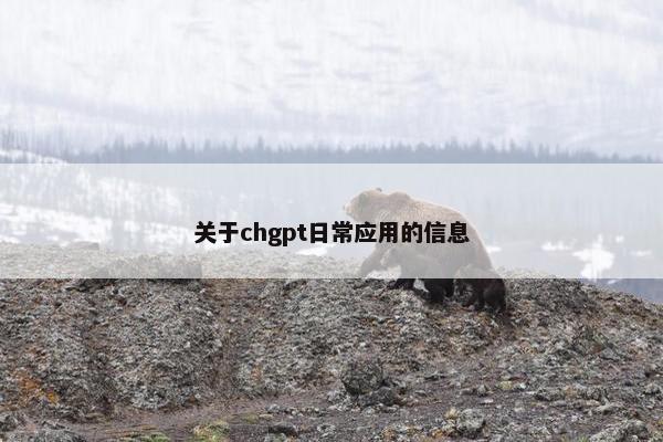关于chgpt日常应用的信息