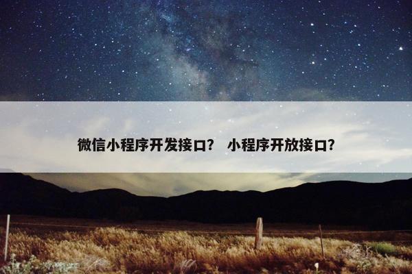 微信小程序开发接口？ 小程序开放接口？