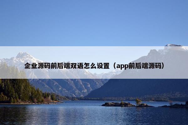 企业源码前后端双语怎么设置（app前后端源码）