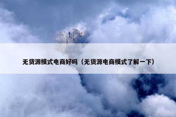 无货源模式电商好吗（无货源电商模式了解一下）