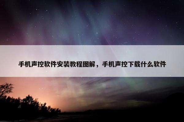 手机声控软件安装教程图解，手机声控下载什么软件