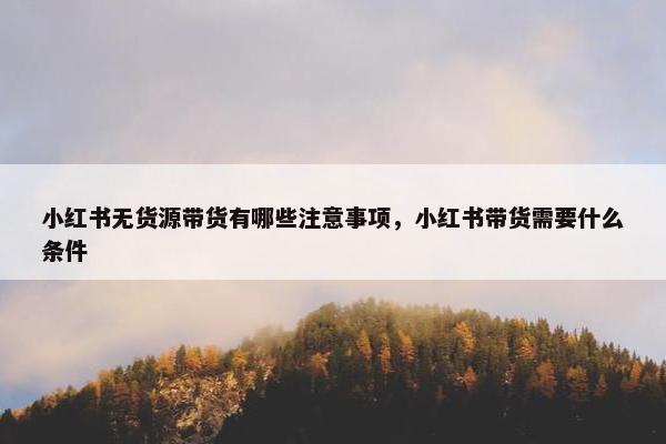 小红书无货源带货有哪些注意事项，小红书带货需要什么条件