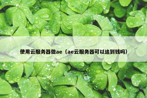 使用云服务器做ae（ae云服务器可以追到钱吗）