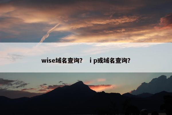 wise域名查询？ ⅰp或域名查询？