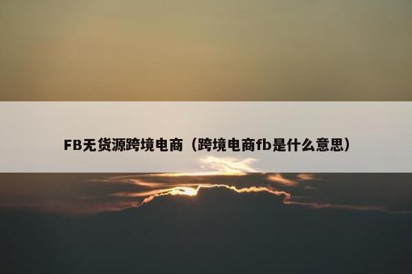 FB无货源跨境电商（跨境电商fb是什么意思）