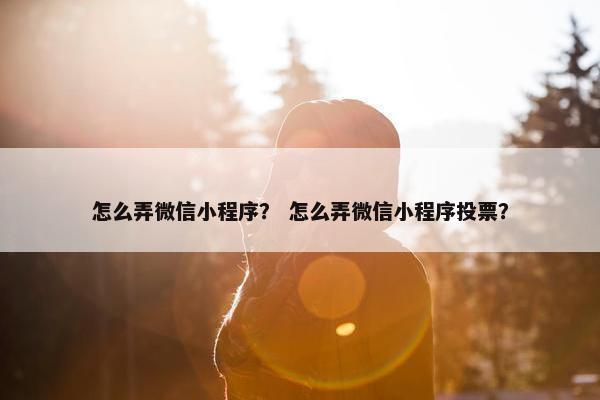 怎么弄微信小程序？ 怎么弄微信小程序投票？
