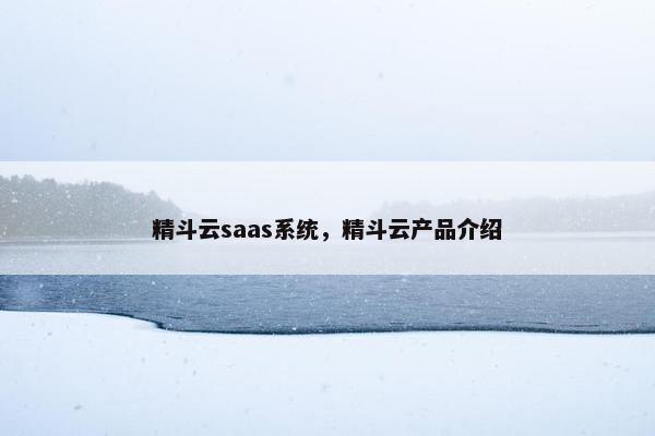 精斗云saas系统，精斗云产品介绍