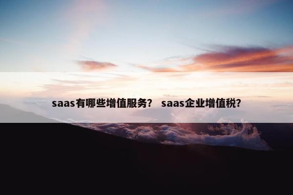 saas有哪些增值服务？ saas企业增值税？