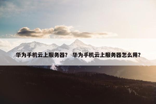 华为手机云上服务器？ 华为手机云上服务器怎么用？