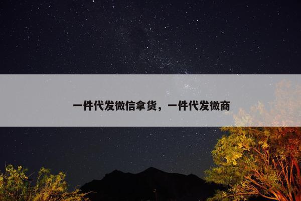 一件代发微信拿货，一件代发微商