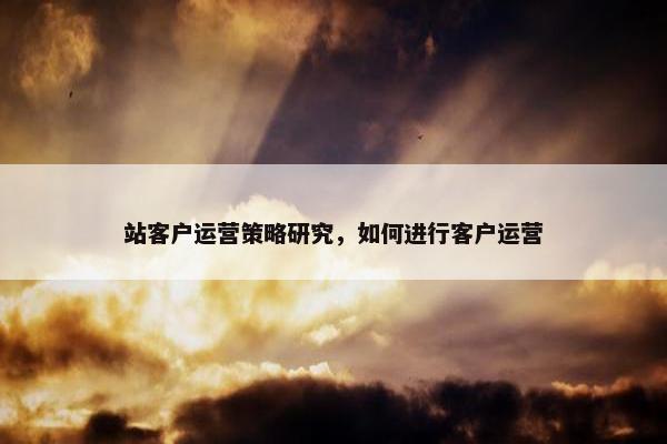 站客户运营策略研究，如何进行客户运营