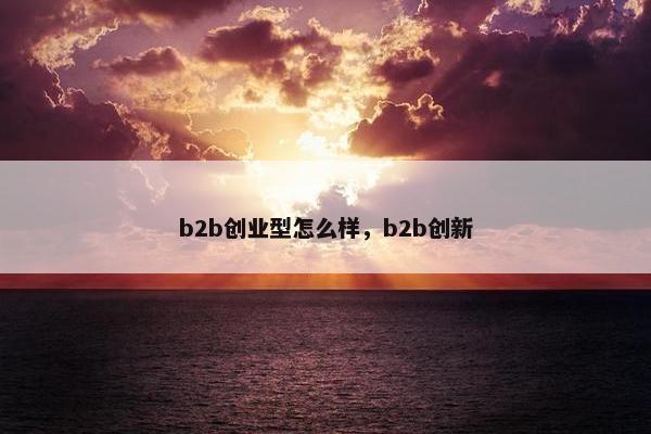 b2b创业型怎么样，b2b创新