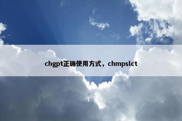 chgpt正确使用方式，chmpslct