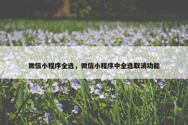微信小程序全选，微信小程序中全选取消功能