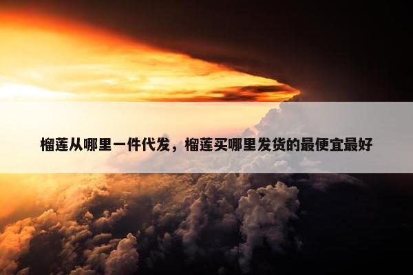 榴莲从哪里一件代发，榴莲买哪里发货的最便宜最好