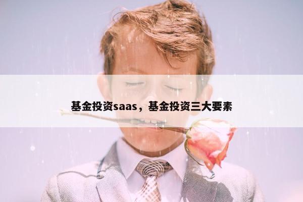 基金投资saas，基金投资三大要素