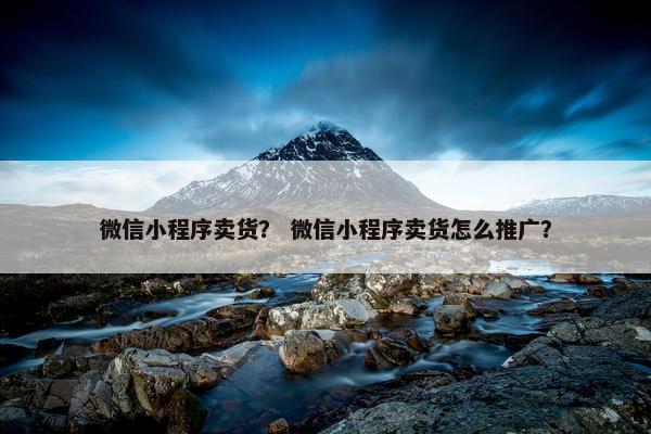 微信小程序卖货？ 微信小程序卖货怎么推广？