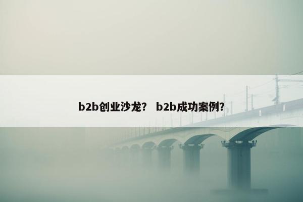 b2b创业沙龙？ b2b成功案例？