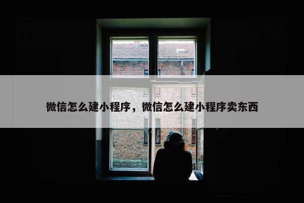 微信怎么建小程序，微信怎么建小程序卖东西