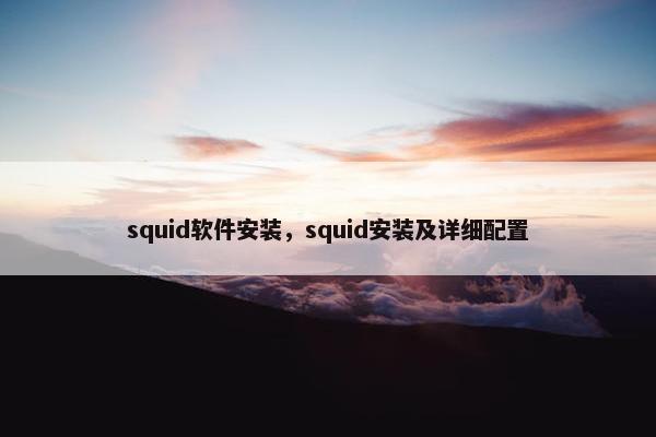 squid软件安装，squid安装及详细配置