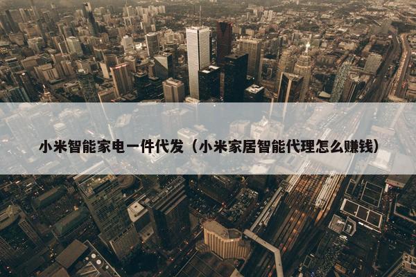 小米智能家电一件代发（小米家居智能代理怎么赚钱）