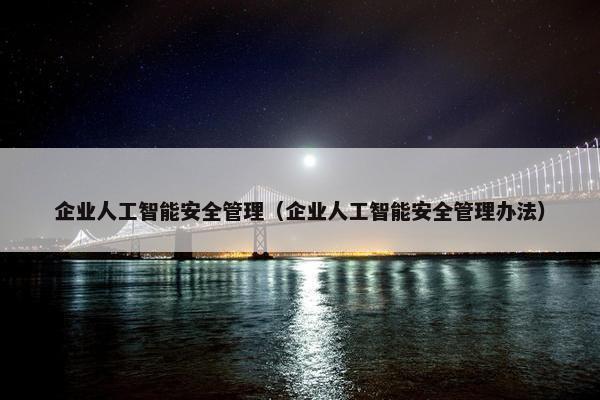 企业人工智能安全管理（企业人工智能安全管理办法）