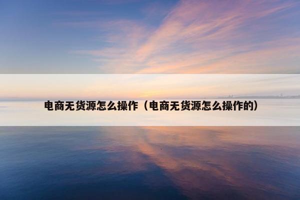 电商无货源怎么操作（电商无货源怎么操作的）