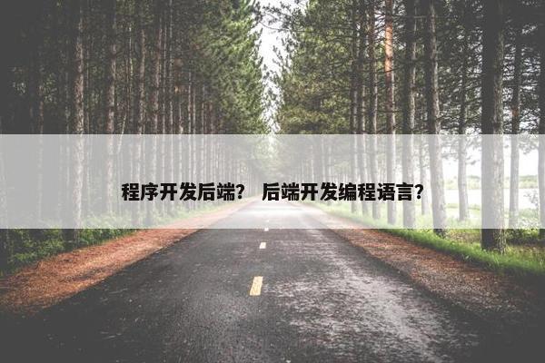 程序开发后端？ 后端开发编程语言？