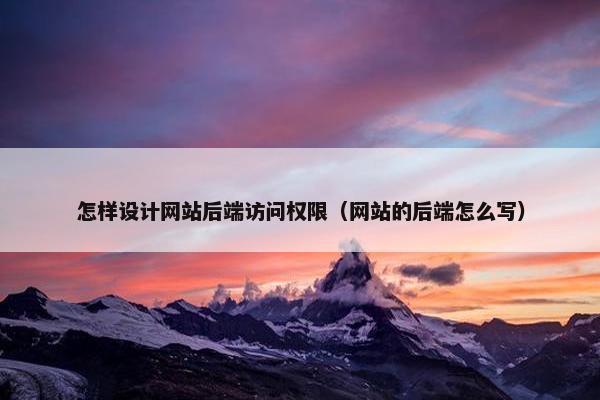 怎样设计网站后端访问权限（网站的后端怎么写）