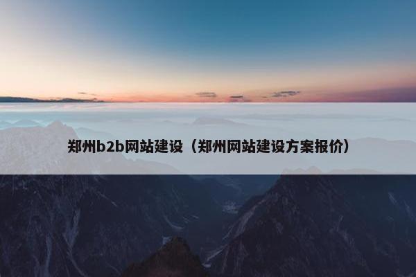 郑州b2b网站建设（郑州网站建设方案报价）