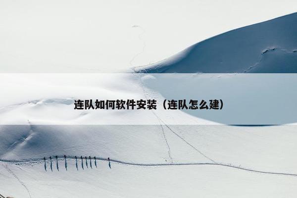 连队如何软件安装（连队怎么建）