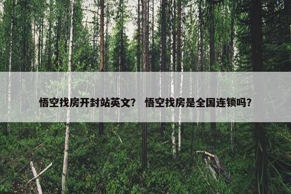 悟空找房开封站英文？ 悟空找房是全国连锁吗？