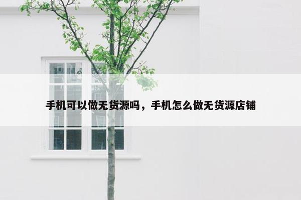 手机可以做无货源吗，手机怎么做无货源店铺