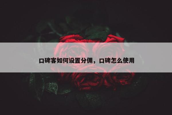 口碑客如何设置分佣，口碑怎么使用