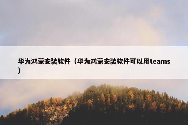 华为鸿蒙安装软件（华为鸿蒙安装软件可以用teams）