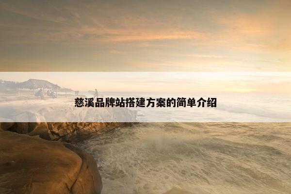 慈溪品牌站搭建方案的简单介绍