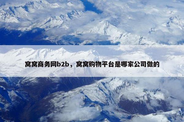 窝窝商务网b2b，窝窝购物平台是哪家公司做的