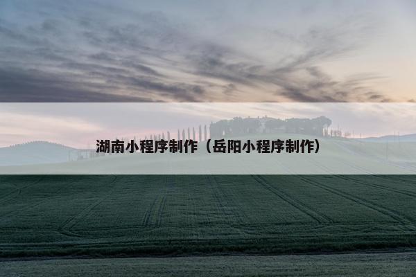 湖南小程序制作（岳阳小程序制作）