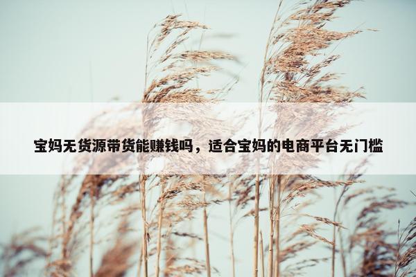 宝妈无货源带货能赚钱吗，适合宝妈的电商平台无门槛