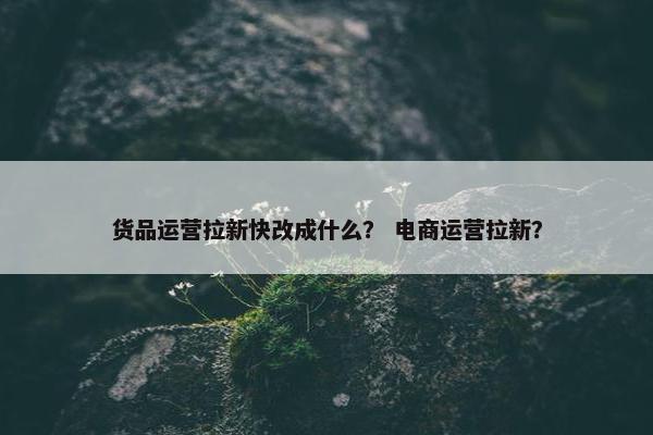 货品运营拉新快改成什么？ 电商运营拉新？
