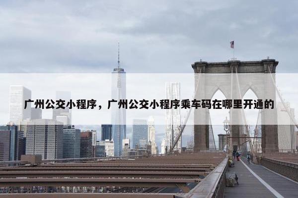广州公交小程序，广州公交小程序乘车码在哪里开通的